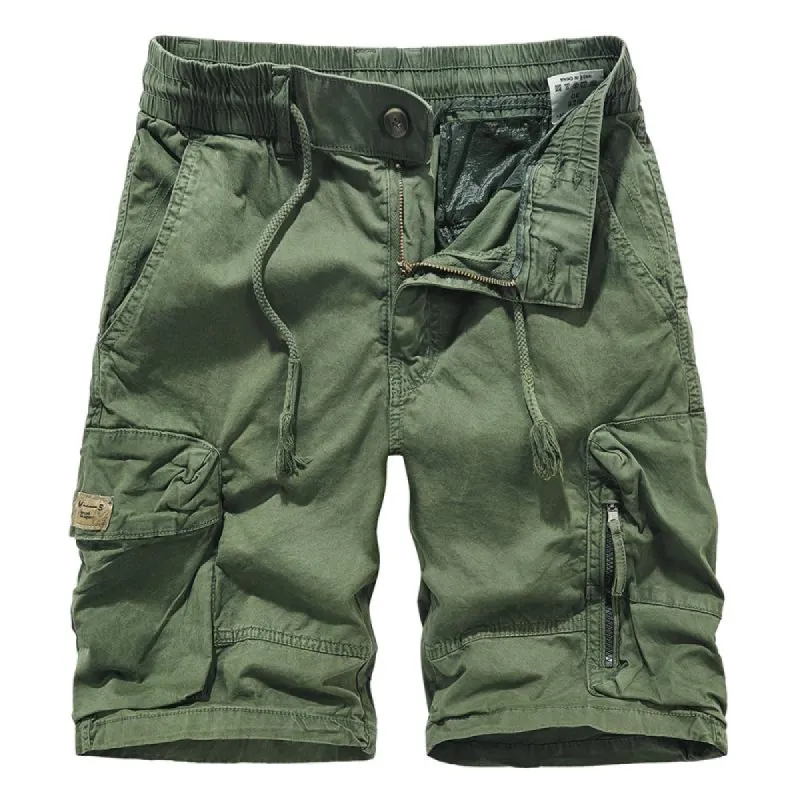 Men's Solid Color Multi-Pocket Drawstring Cargo Shorts 52168655Y sold by Manly