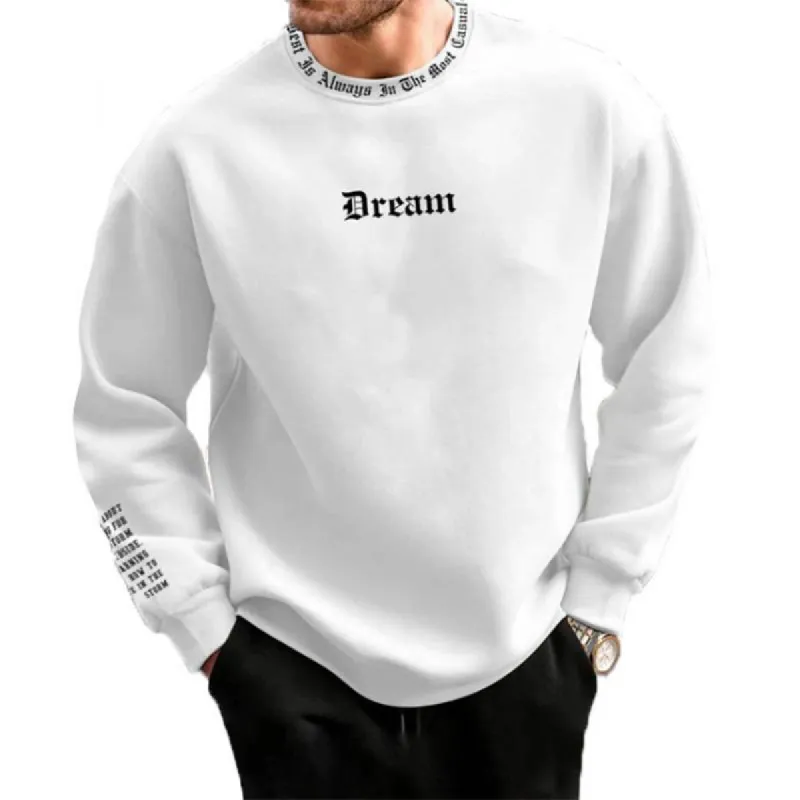 Men's Letters Print Round Neck Long Sleeve Casual Sweatshirt 74811300Z sold by Manly