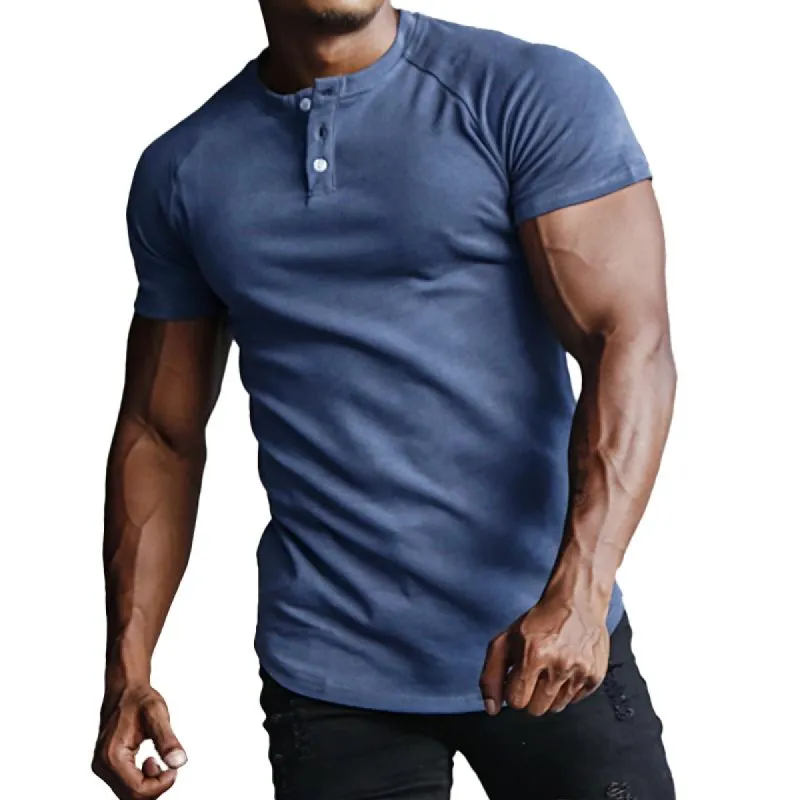 Men's Henley Collar Raglan Sleeve T-shirt 37638431Z sold by Manly