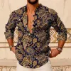 Men's Vintage Paisley Print Henley Collar Long Sleeve Shirt 76827343Y sold by Manly