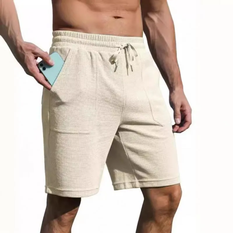 Men's Casual Waffle Elastic Waist Loose Sports Shorts 55787362M sold by Manly