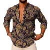 Men's Vintage Paisley Print Henley Collar Long Sleeve Shirt 76827343Y sold by Manly