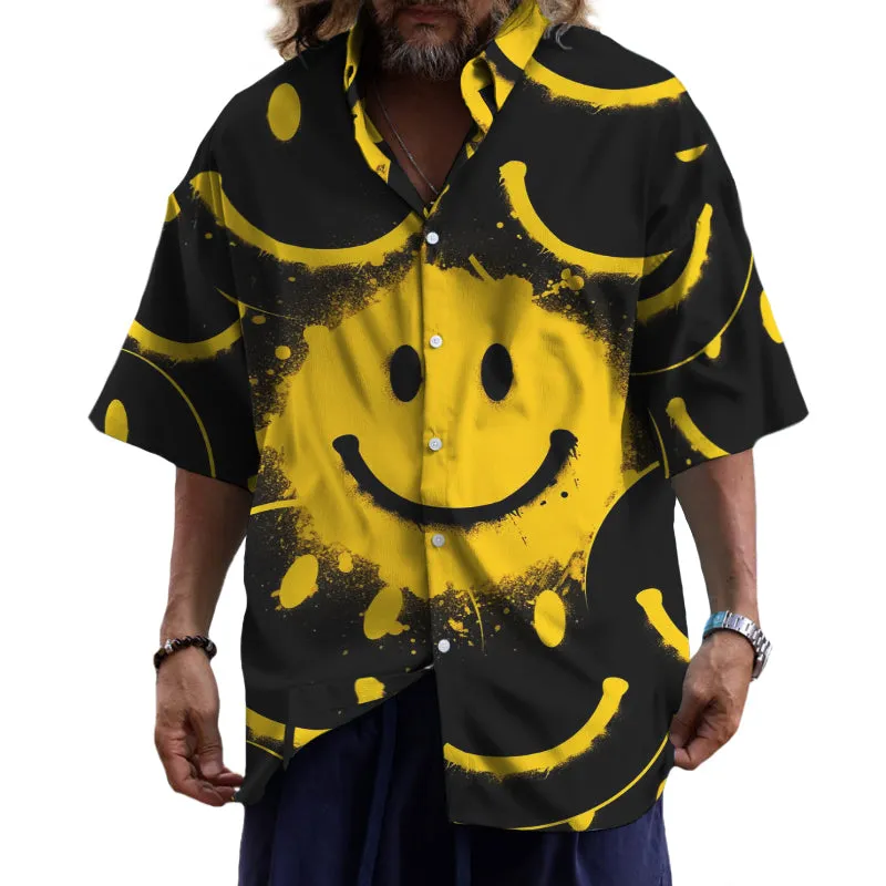Men's Casual Hawaiian Smiley Lapel Short Sleeve Shirt 32048500TO sold by Manly