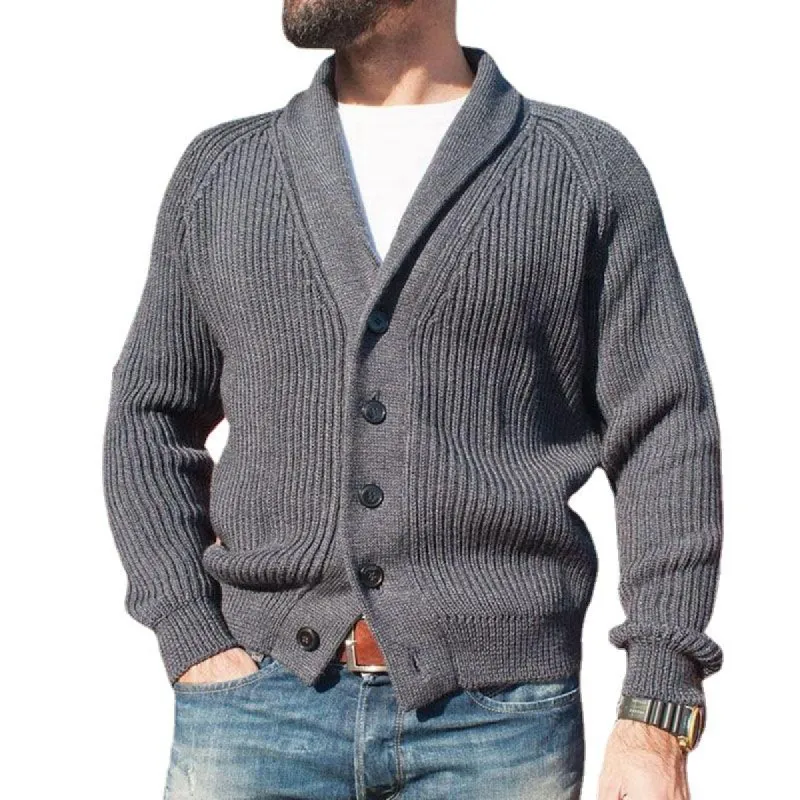 Men's Single Breasted Lapel Long Sleeve Knit Cardigan Jacket 16508475X sold by Manly