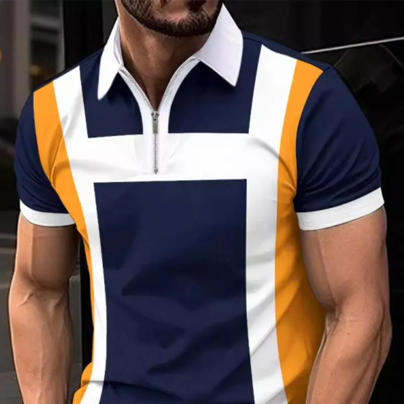 Men's Colorblock Zipper Lapel Short-Sleeved Polo Shirt 27253418Y sold by Manly product image thumbnail 2