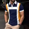 Men's Colorblock Zipper Lapel Short-Sleeved Polo Shirt 27253418Y sold by Manly