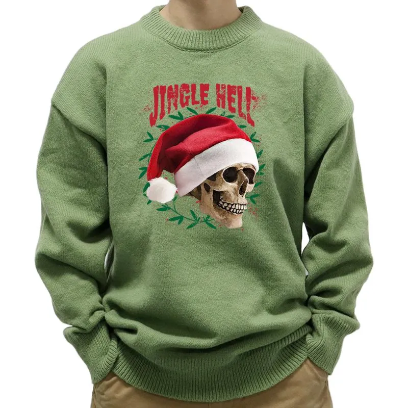 Men's Christmas Print Round Neck Long Sleeve Pullover Sweater 69766511M sold by Manly