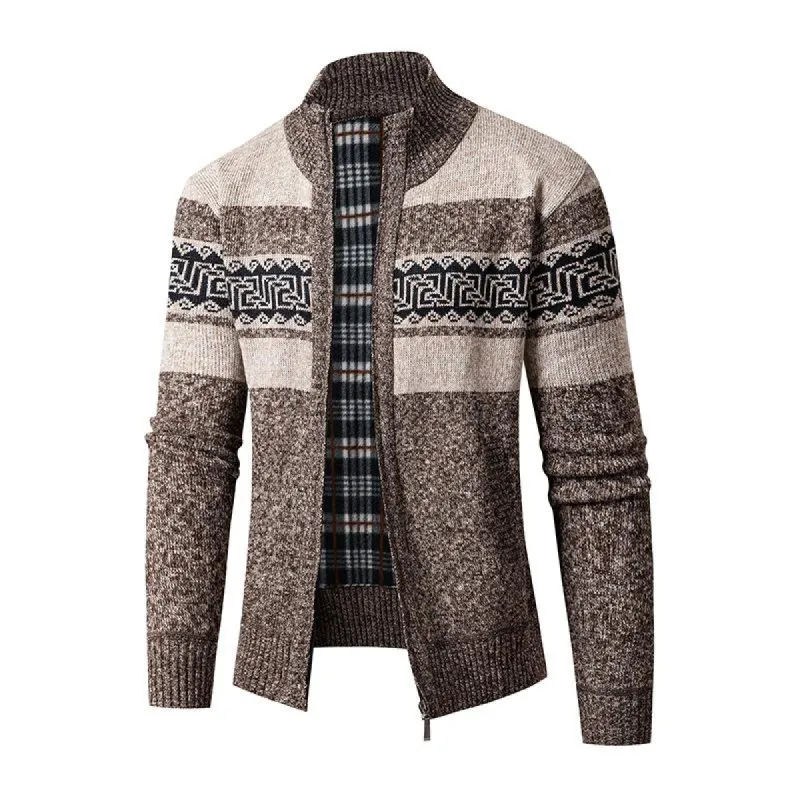 Men's Stand Collar Zippered Colorblock Knitted Jacket 91758090X sold by Manly