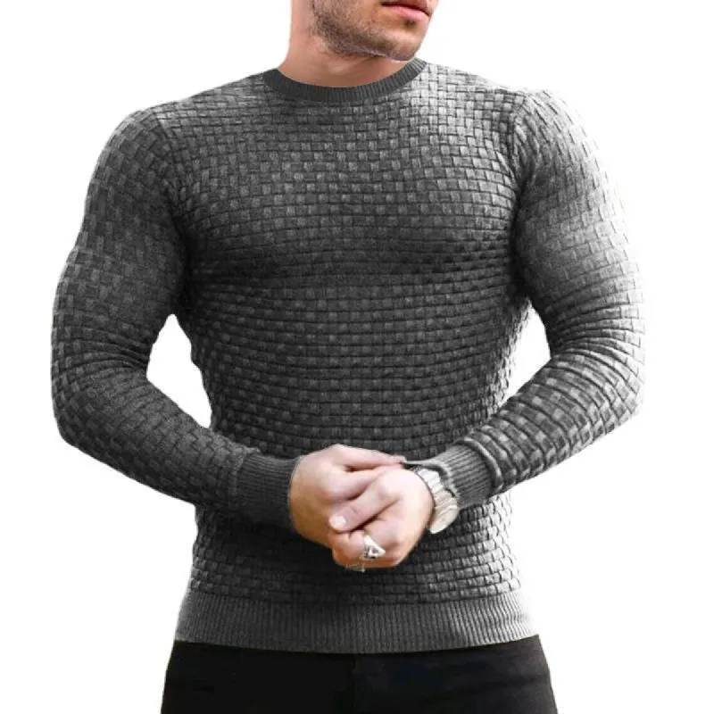 Men's Casual Round Neck Long Sleeve Slim Fit Jacquard Swearshirt 36803879M sold by Manly