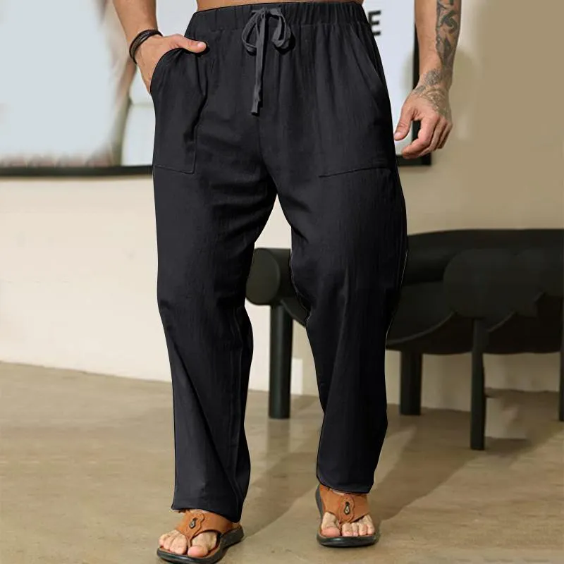 Men's Solid Color Loose Cotton And Linen Casual Pants 16155535Z sold by Manly product image thumbnail 2