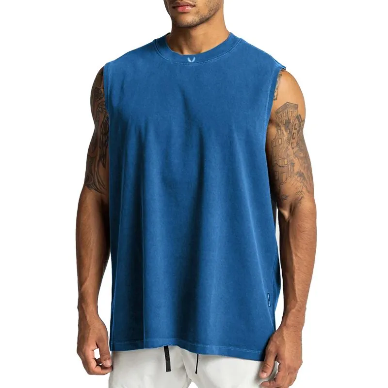 Men's Solid Loose Sleeveless Fitness Tank Top 27051817Z sold by Manly