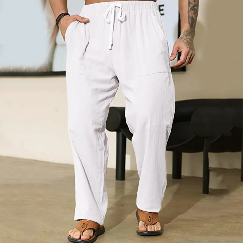 Men's Solid Color Loose Cotton And Linen Casual Pants 16155535Z sold by Manly product image thumbnail 3
