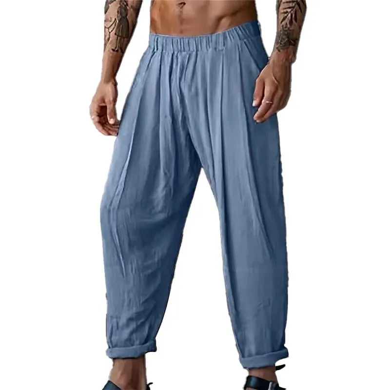 Men's Casual Solid Color Elastic Waist Straight Leg Pants 04991916Y sold by Manly