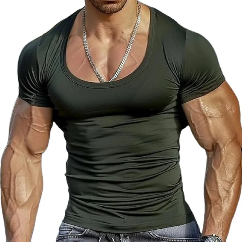 Men's Slim Fit Solid Color Round Neck Short Sleeve T-Shirt 29021053X sold by Manly