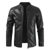 Men's Fashion Stand Collar Zipper Biker Leather Jacket 43635834Z sold by Manly