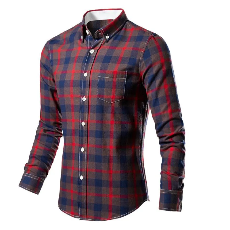 Men's Plaid Print Long Sleeve Shirt Casual Shirt 64556509X sold by Manly