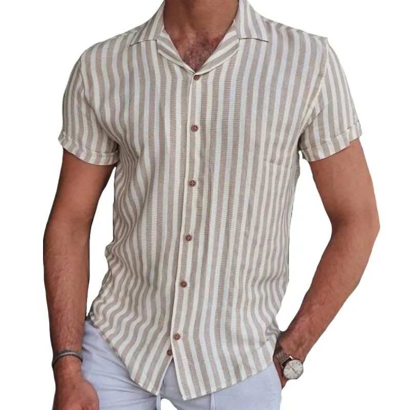Men's Vintage Striped Cotton and Linen Shirt 20394807TO sold by Manly