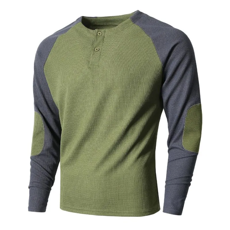 Men's Colorblock Long Sleeve Casual Henley T-Shirt 95496525X sold by Manly