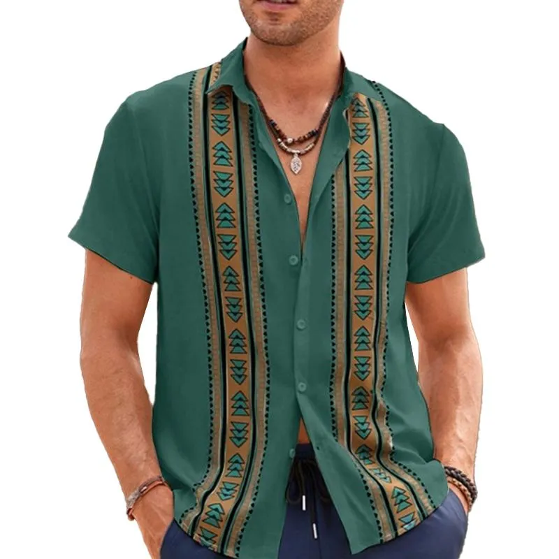 Men's Hawaiian Resort Striped Print Short Sleeve Shirt 58942179X sold by Manly