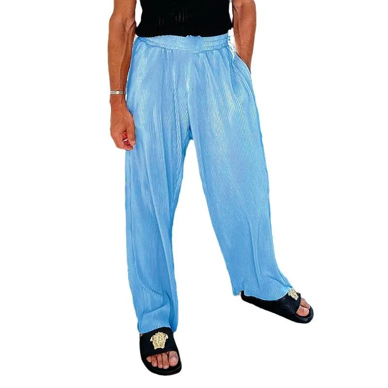Men's Solid Loose Elastic Waist Wide Leg Pants 22810520Z sold by Manly