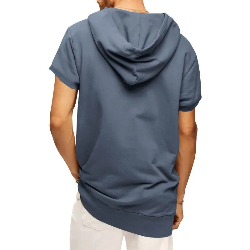 Men's Sports Casual Solid Color Hooded Short Sleeve T-Shirt 67117585Y sold by Manly product image thumbnail 2