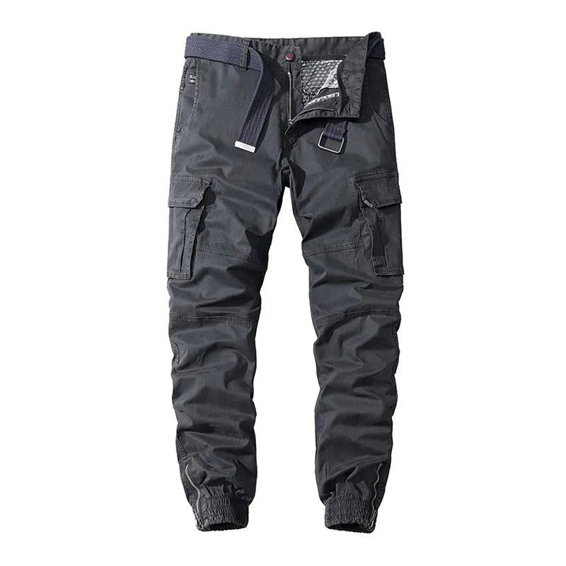 Men's Casual Solid Color Cotton Multi-Pocket Beamed Pants (Belt Excluded) 99843866M sold by Manly product image thumbnail 3