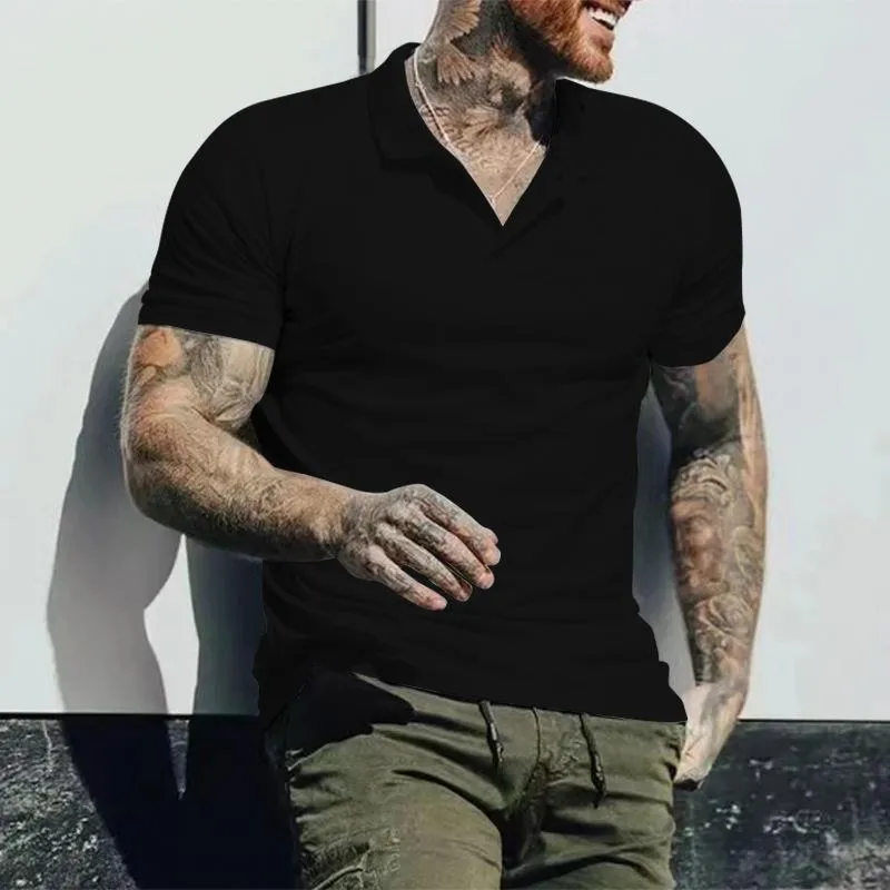 Men's Casual Solid Color Lapel Short Sleeve Polo Shirt 40896355Y sold by Manly product image thumbnail 4