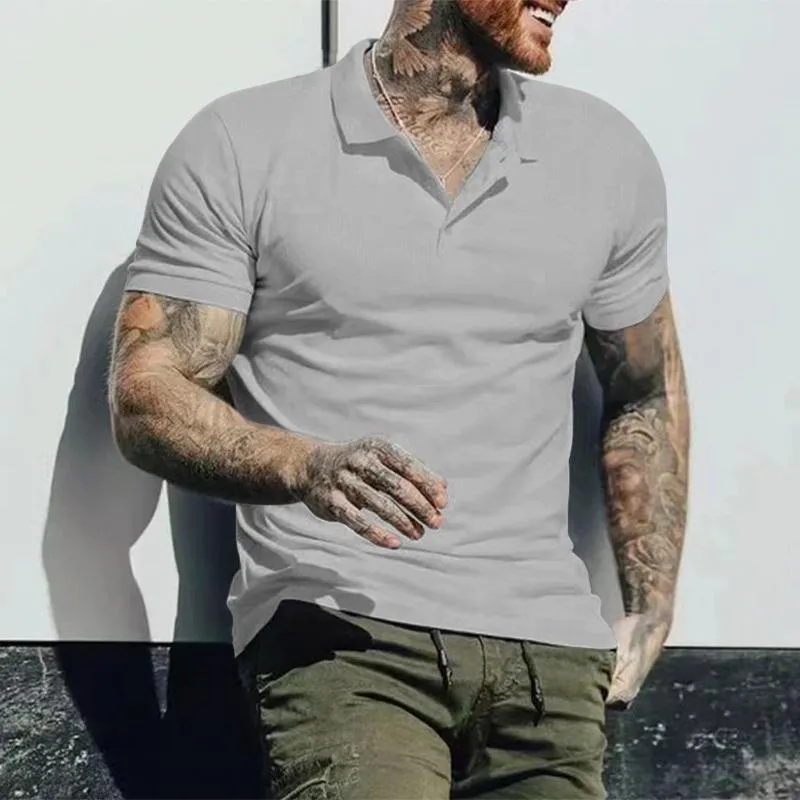 Men's Casual Solid Color Lapel Short Sleeve Polo Shirt 40896355Y sold by Manly product image thumbnail 3