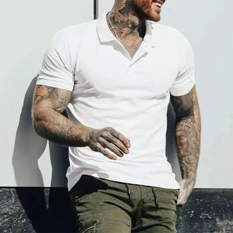 Men's Casual Solid Color Lapel Short Sleeve Polo Shirt 40896355Y sold by Manly product image thumbnail 2