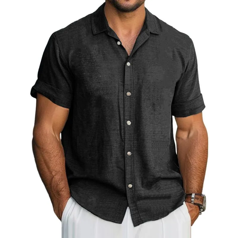 Men's Cotton And Linen Short-Sleeved Shirt 86542844Y sold by Manly