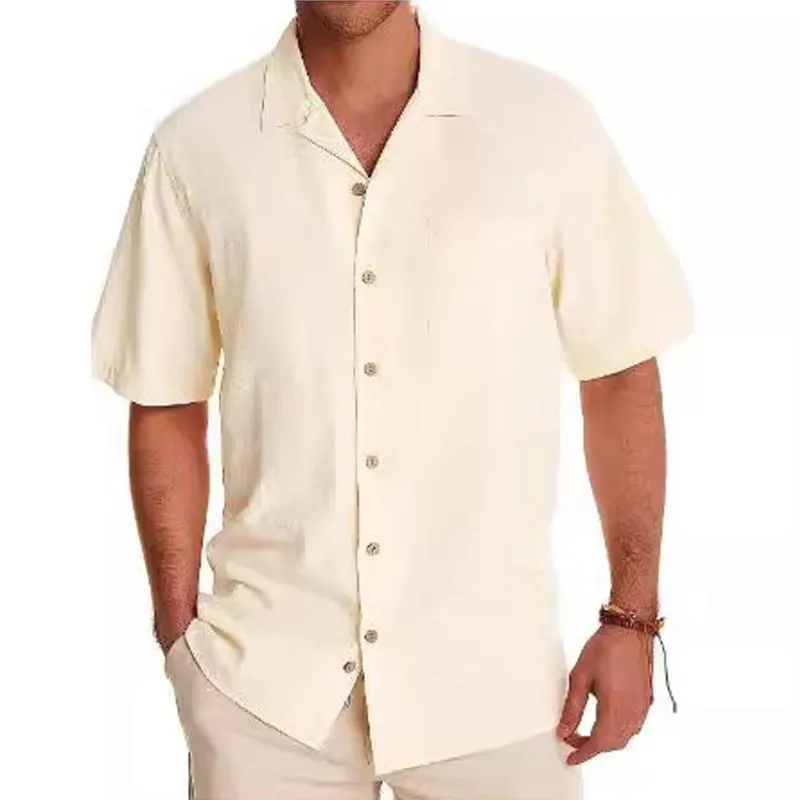 Men's Solid Hawaiian Short Sleeve Shirt 89557057X sold by Manly