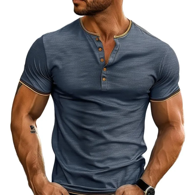 Men's Solid Cotton Blend Short Sleeve Button-Up T-Shirt 85650762X sold by Manly