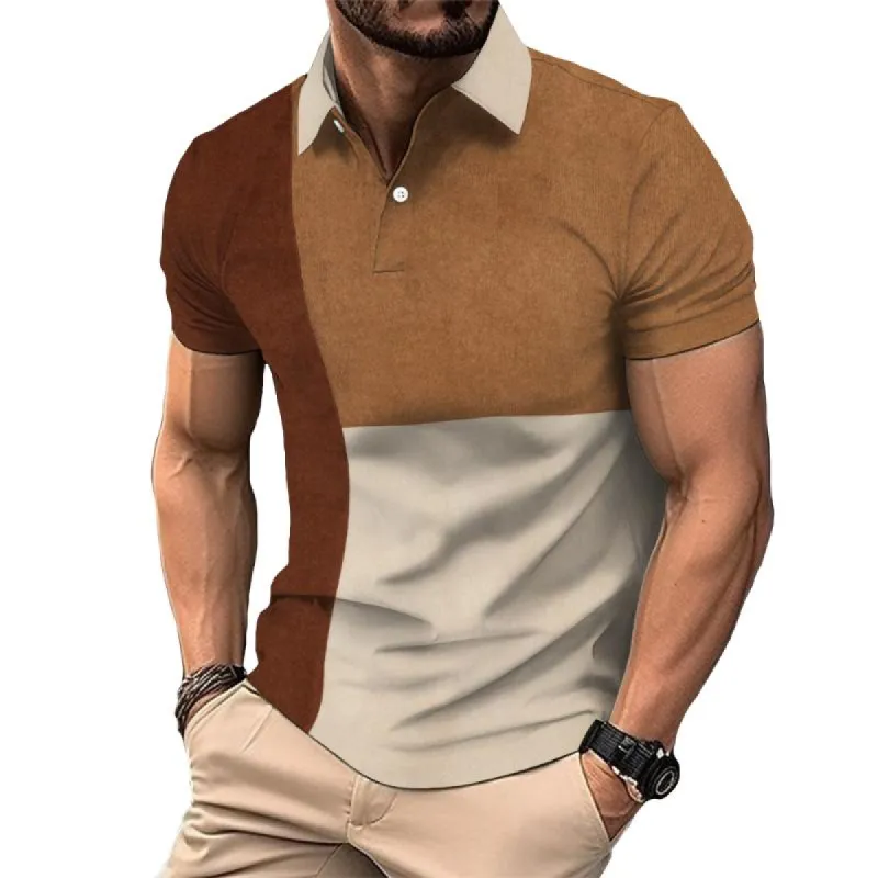 Men's Retro Color Block Short Sleeve Polo Shirt 16450955TO sold by Manly