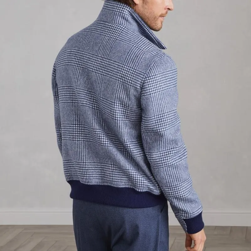 Men's Vintage Stand Collar Houndstooth Single Breasted Slim Fit Jacket 74389288M sold by Manly product image thumbnail 4