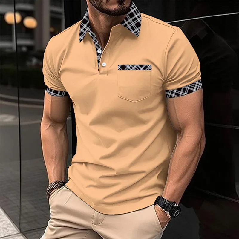 Men's Casual Colorblock Printed Lapel Short-Sleeved Polo Shirt 02889708Y sold by Manly product image thumbnail 4