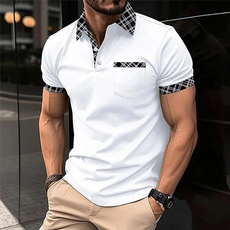 Men's Casual Colorblock Printed Lapel Short-Sleeved Polo Shirt 02889708Y sold by Manly product image thumbnail 2