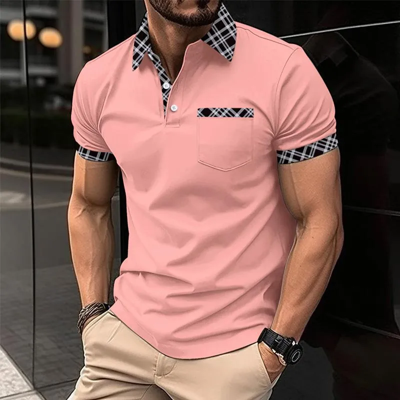 Men's Casual Colorblock Printed Lapel Short-Sleeved Polo Shirt 02889708Y sold by Manly product image thumbnail 5
