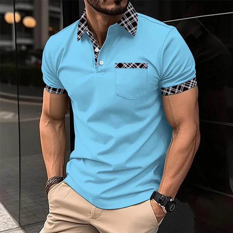 Men's Casual Colorblock Printed Lapel Short-Sleeved Polo Shirt 02889708Y sold by Manly product image thumbnail 3