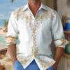 Men's Printed Loose Lapel Long Sleeve Shirt 62758042Y sold by Manly