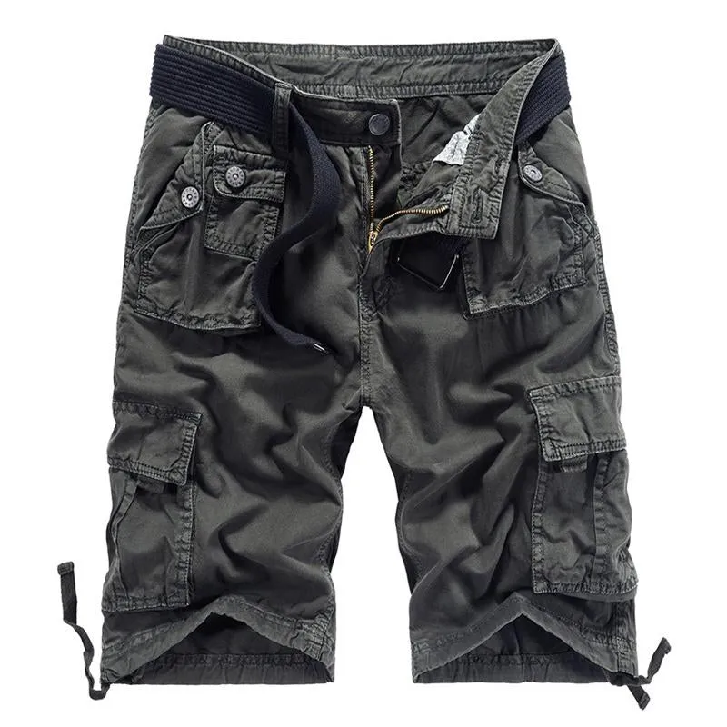 Men's Casual Outdoor Cotton Washed Loose Multi-pocket Cargo Shorts 40685162M sold by Manly