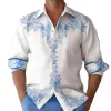 Men's Printed Loose Lapel Long Sleeve Shirt 62758042Y sold by Manly