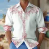 Men's Printed Loose Lapel Long Sleeve Shirt 62758042Y sold by Manly