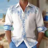 Men's Printed Loose Lapel Long Sleeve Shirt 62758042Y sold by Manly