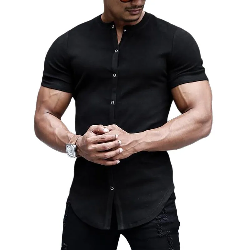 Men's Solid Color Single Breasted Short Sleeve Shirt 78695131X sold by Manly