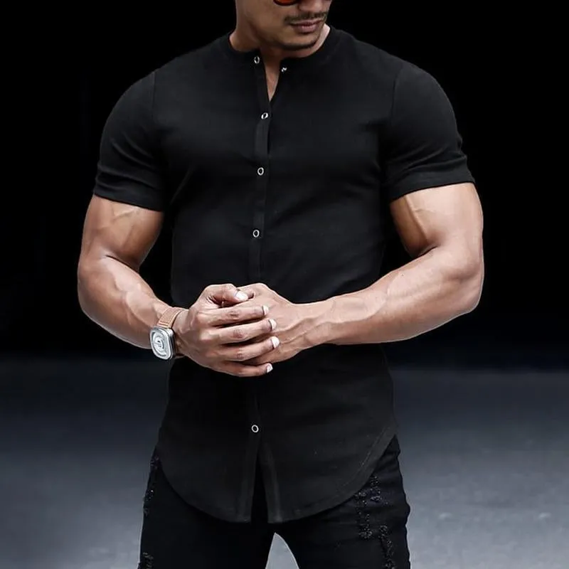 Men's Solid Color Single Breasted Short Sleeve Shirt 78695131X sold by Manly product image thumbnail 3
