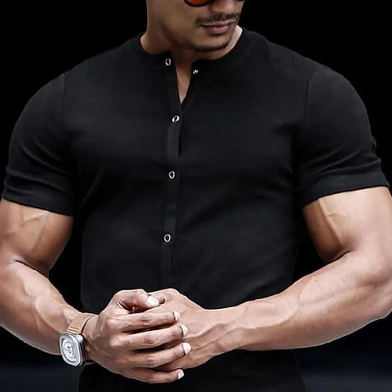 Men's Solid Color Single Breasted Short Sleeve Shirt 78695131X sold by Manly product image thumbnail 2