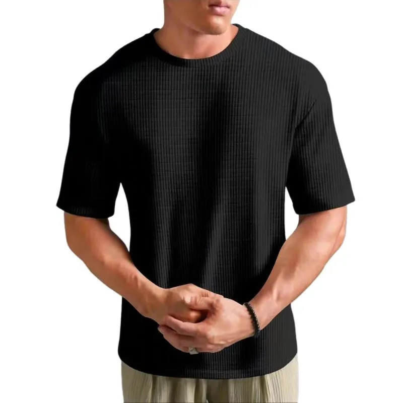 Men's Casual Solid Color Round Neck T-Shirt 64324538TO sold by Manly