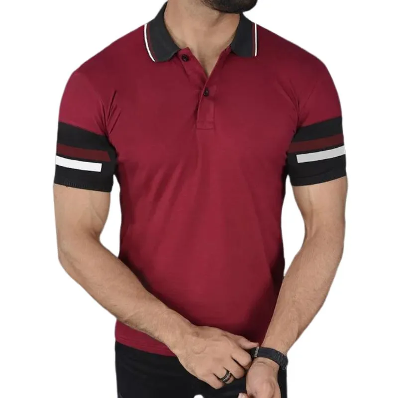 Men's Casual Retro Colorblock Print Polo Shirt 20204926TO sold by Manly