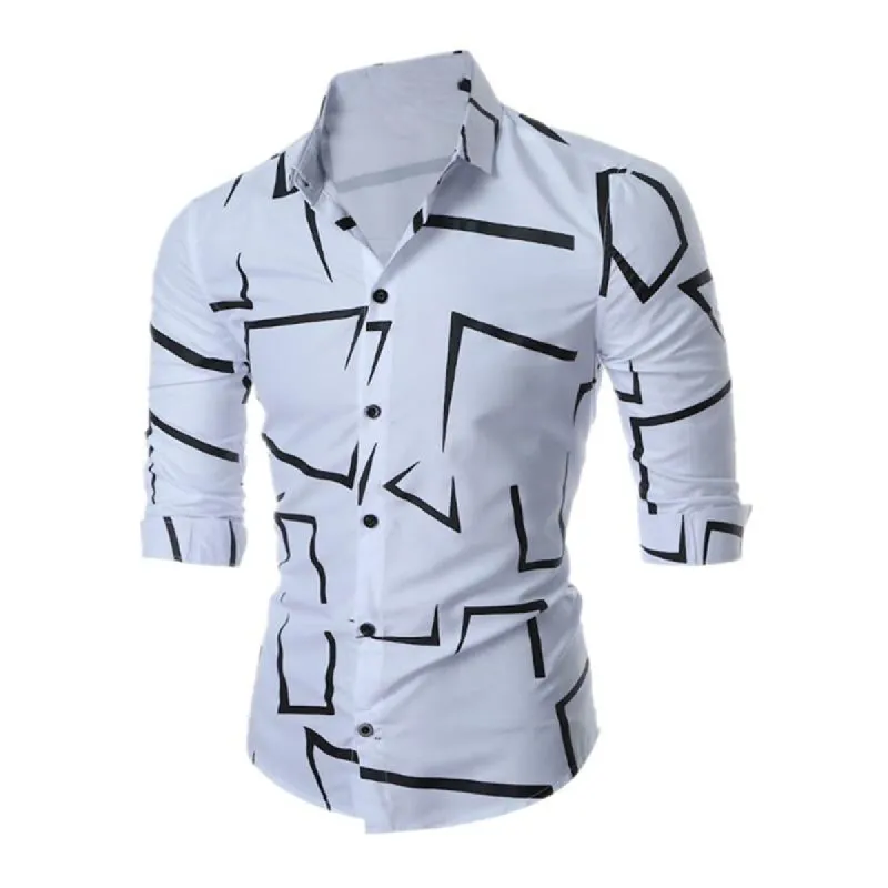 Men's Casual Geometric Print Long Sleeve Shirt 70928849M sold by Manly