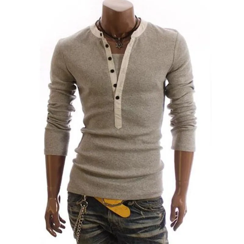Men's Casual Retro Fake Two Piece Long Sleeve T-Shirt 24939762X sold by Manly product image thumbnail 3